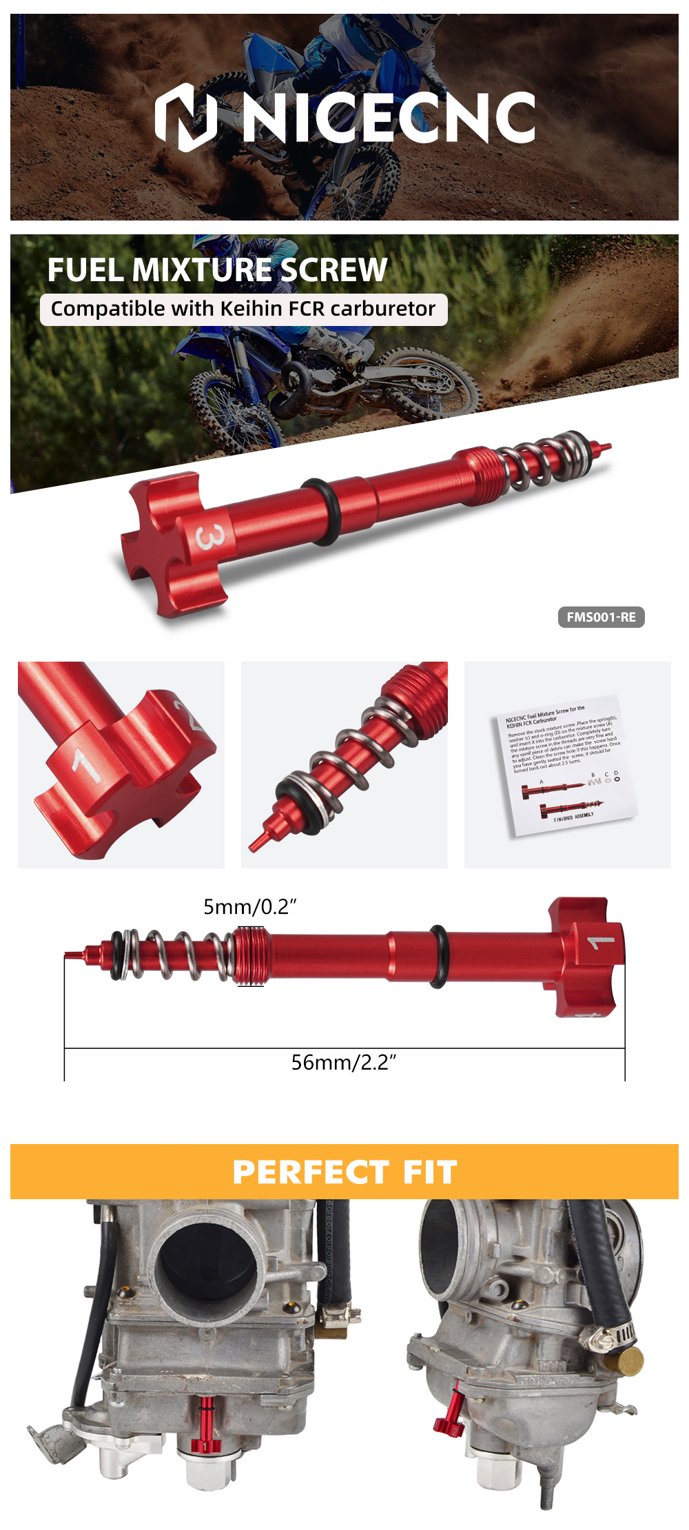shikama6 要OHベースKEIHIN FCR4連ファンネル付ジャンク Air Fuel Mixture Screw Fit Keihin FCR Carb For Yamaha WR450F 03-09